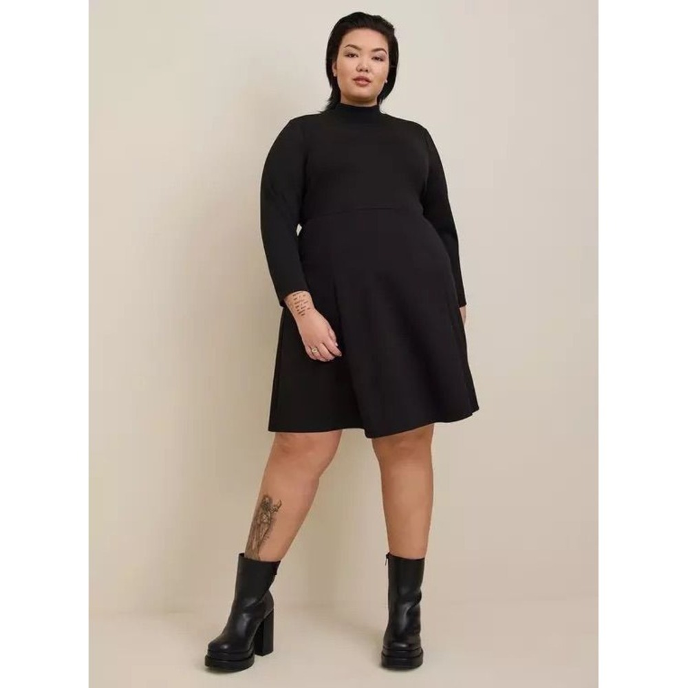 013- TORRID Mini Studio Cupro Mock Neck Dress